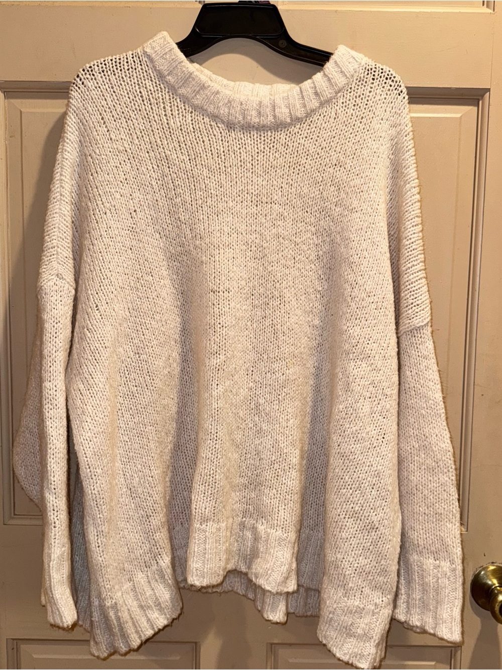 aerie Cream Oversized Scoop Crew Sweater